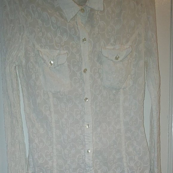 Lucky Brand Tops - LUCKY BRAND, "Lucky In Love" Long Sleeved Lace Blouse (SIZE XL)